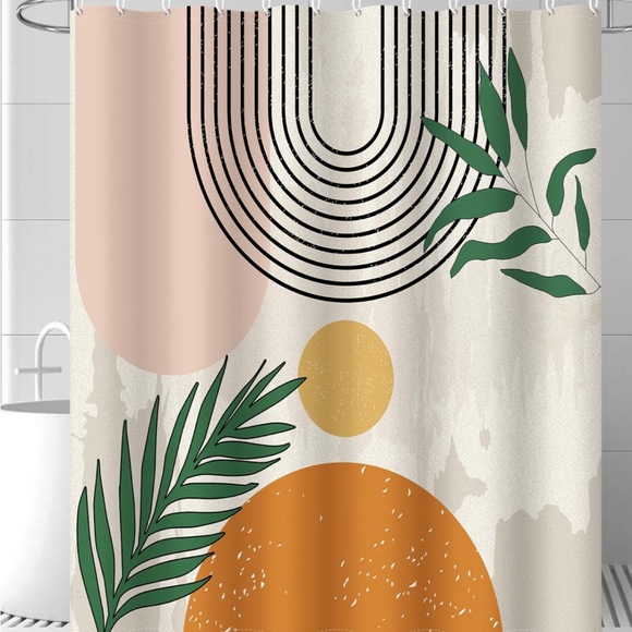 Other - Modern Geometric Shower Curtain - Cream, Green, Orange